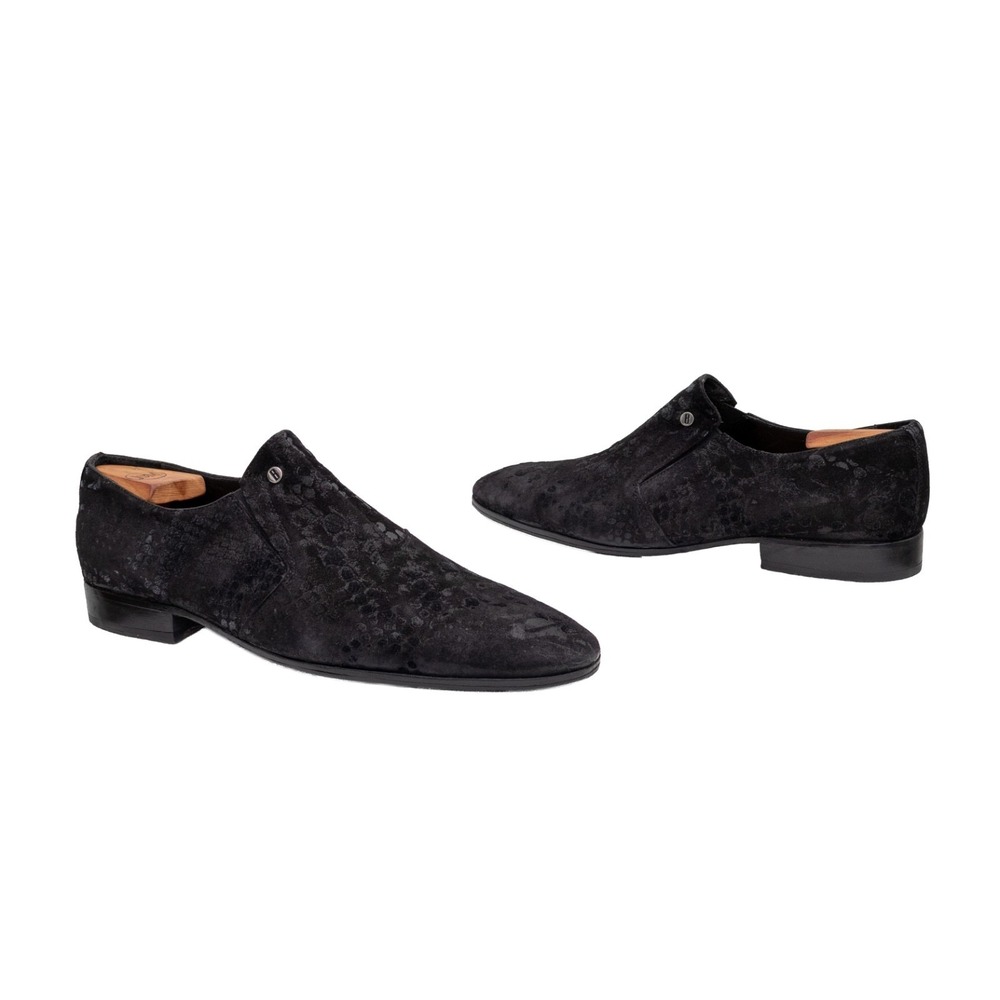 Bagatto Black Snake Print Suede Slip On Dress Shoes Mens US 9.5 UK 8.5 EU 42.5 M
